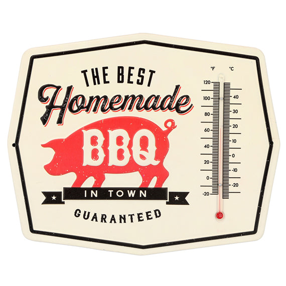 Homemade BBQ - Weather Resistant Rustic Embossed Metal Thermometer