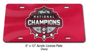 Georgia Bulldogs - 2021 National Champions Printed with Laser-Cut Champ License Plate