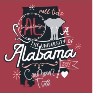Alabama Crimson Tide State Doodles Comfort Color Short Sleeve T-Shirt