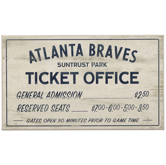 Atlanta Braves Vintage Ticket Office Wood Wall Decor