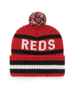Cincinnati Red - Red Bering Cuff Knit Beanie with Pom, 47 Brand