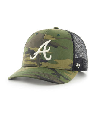 Atlanta Braves - Camo Camo Trucker Hat, 47 Brand