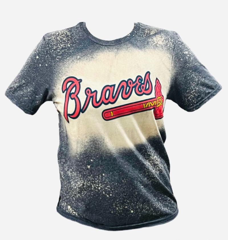 Simply Tees Atlanta Braves - Chop Navy Bleached T-Shirt | XXX-Large