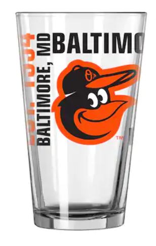 Baltimore Orioles Baseball Pint Glass