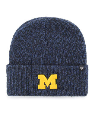 Michigan Wolverines - Navy Brain Freeze Cuff Knit Beanie, 47 Brand