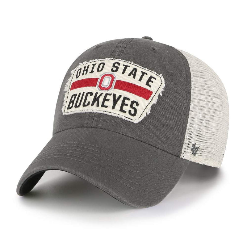 Ohio State Buckeyes - Charcoal Crawford Clean Up Trucker Snapback Hat, 47 Brand