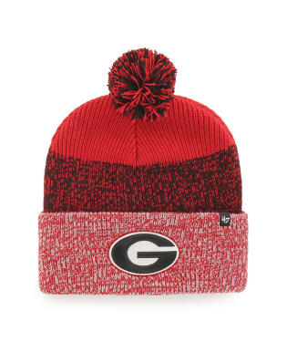 Georgia Bulldogs - Red Static Cuf Knit Hat with Pom, 47 Brand