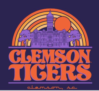 Clemson Tigers - Rainbow Campus Building Purple T-Shirt