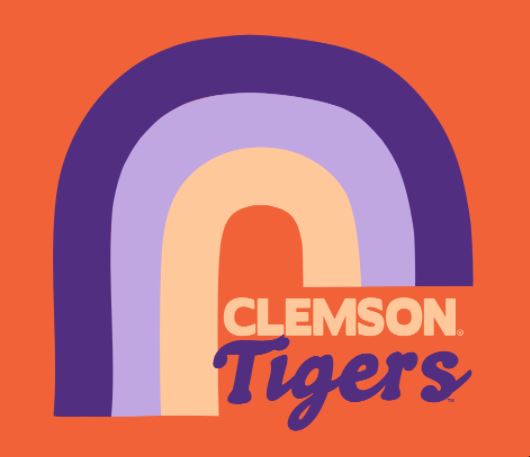 Clemson Tigers - Rainbow & Retro Type Orange T-Shirt