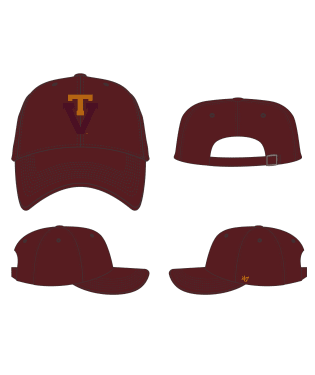 Virginia Tech Hookies - Vin Dark Maroon Clean Up Hat, 47 Brand