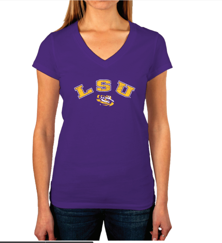 LSU Tigers Women's Campus V-neck T-Shirt - Purple