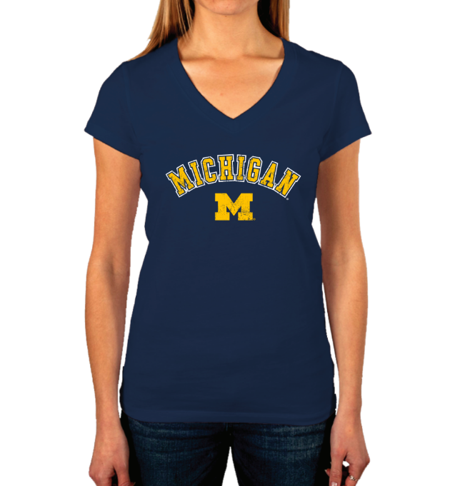 NCAA Michigan Wolverines Team Color V-Neck T Shirt