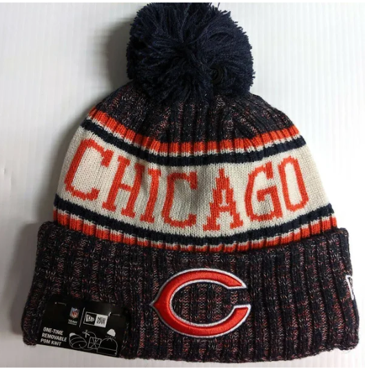 Chicago Bears Knit Hat Sport Pom Beanie Stocking Cap NFL