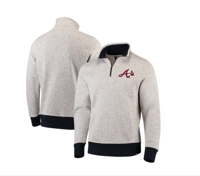 Atlanta Braves '47 Kodiak Quarter-Zip Pullover Jacket - Cream