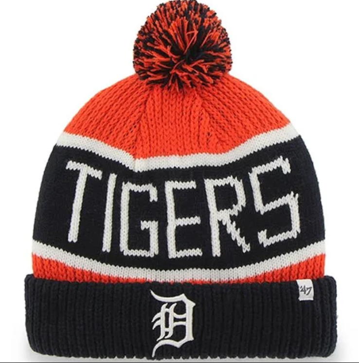 Detroit Tigers - Logo Calgary Black and Orange Pom Pom Beanie