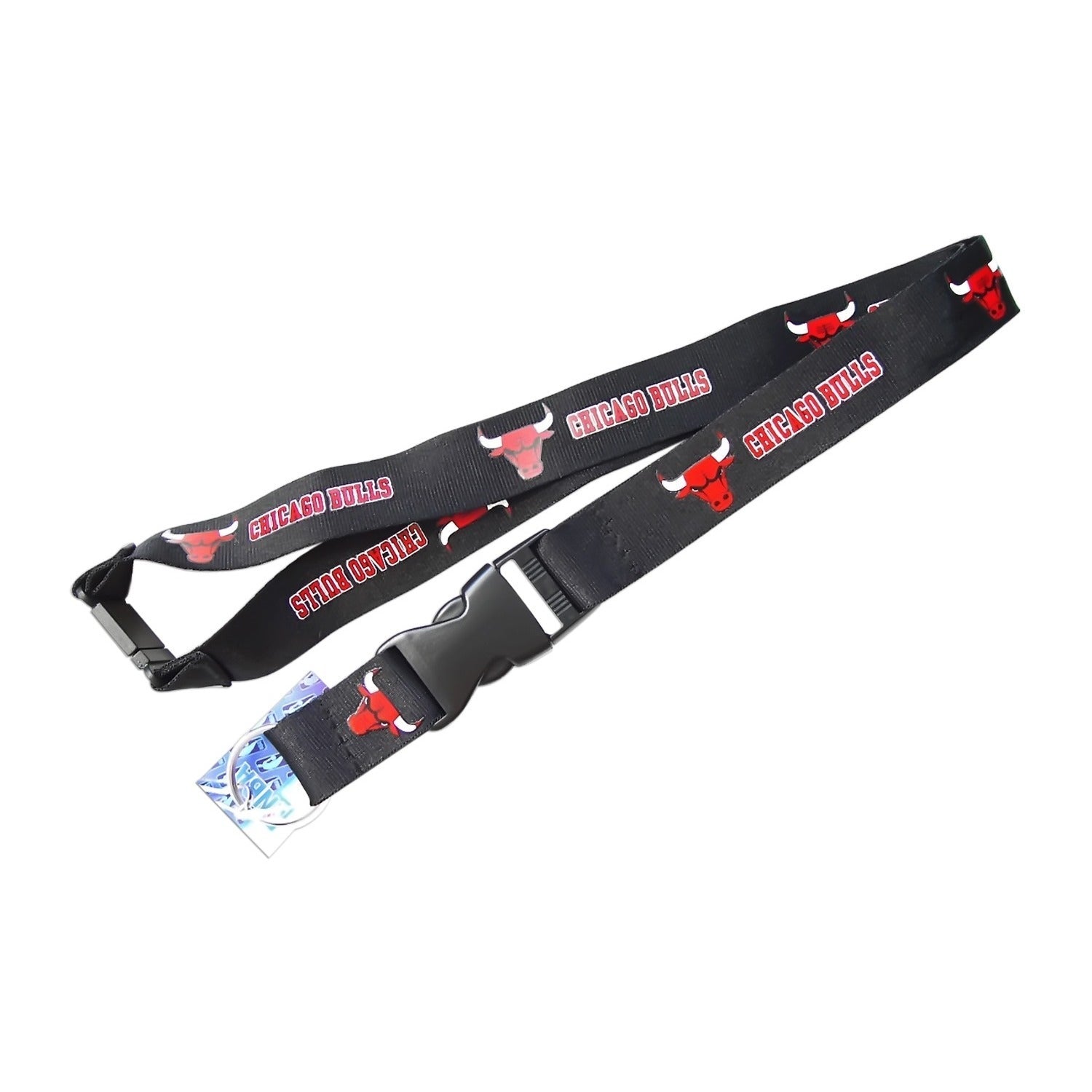 Chicago Bulls Clip Lanyard Keychain Id Holder - Black