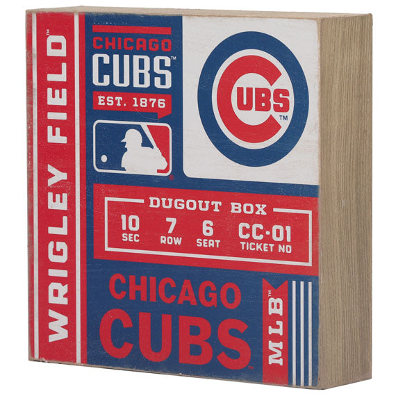 Chicago Cubs Wrigley Field Ticket Wood Wall Decor
