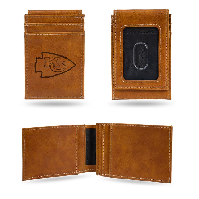Kansas City Chiefs - Laser Engraved Brown Front Pocket Wallet