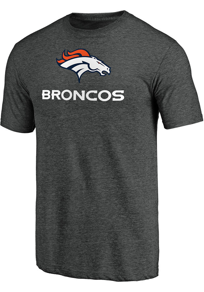 Denver Broncos Team Lockup Charcoal  Short Sleeve T Shirt