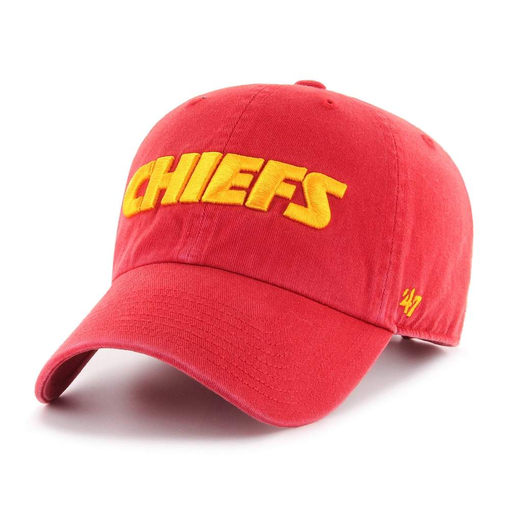 Kansas City Chiefs - Red Script Clean Up Adjustable Hat, 47 Brand