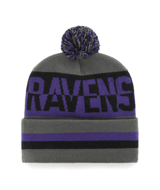 Baltimore Ravens - Charcoal Split Text Cuff Knit, 47 Brand