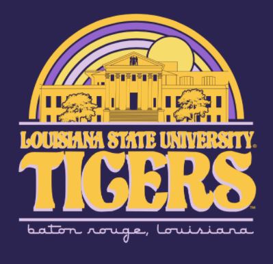LSU Tigers - Rainbow Campus Building Purple T-Shirt