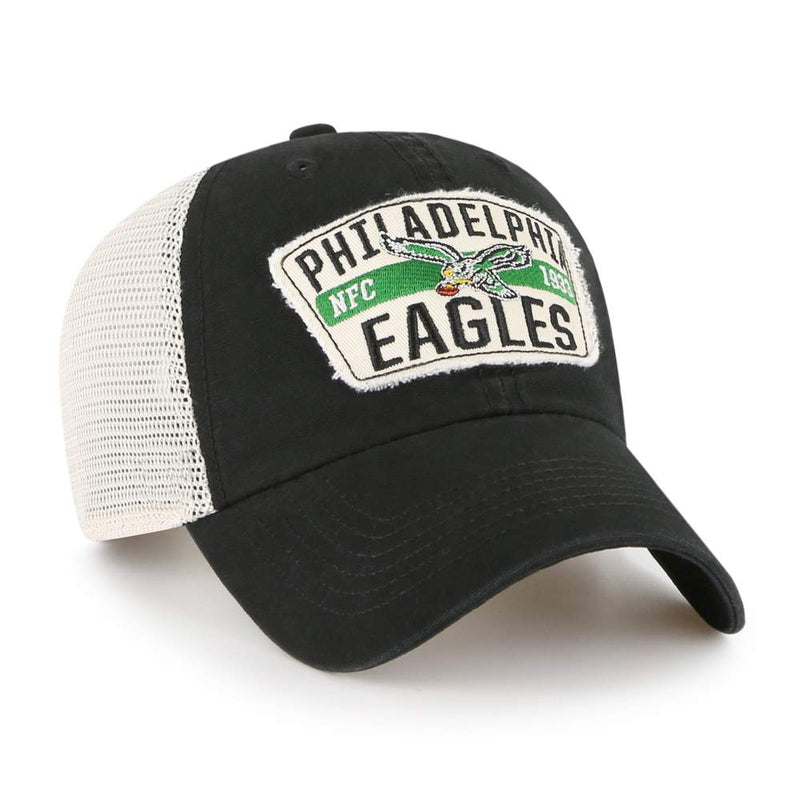 Philadelphia Eagles - Crawford Trucker Black & Natural Clean Up Snapback Hat, 47 Brand