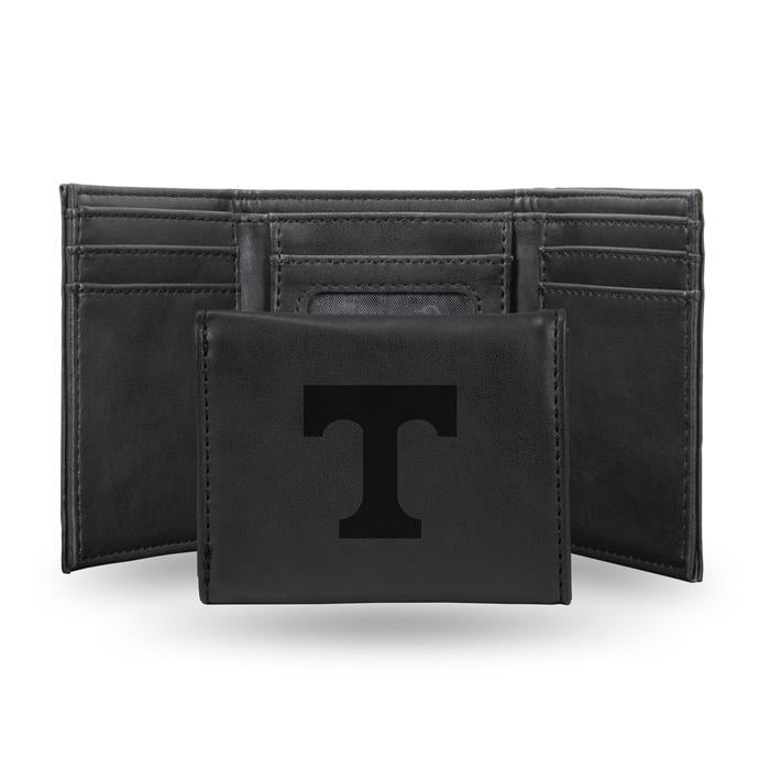 Tennessee Volunteers - Laser Engraved Black Trifold Wallet