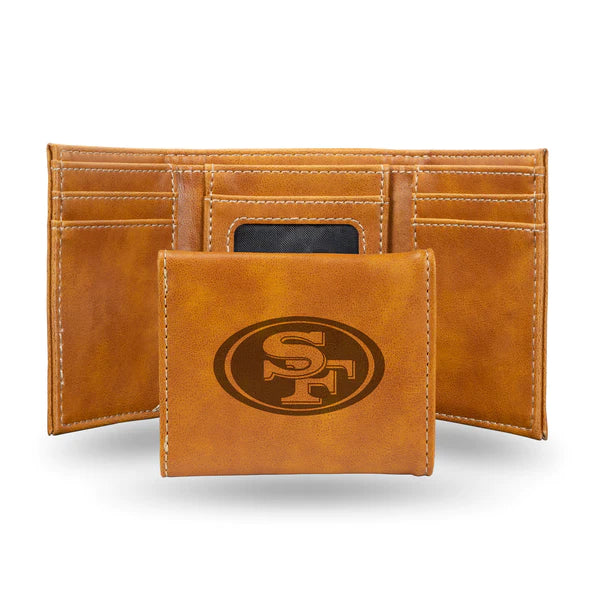 San Francisco 49ers - NFL Laser Engraved Brown Trifold Wallet