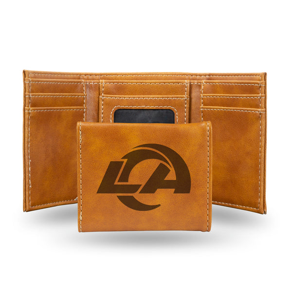 Los Angeles Rams - NFL Laser Engraved Brown Trifold Wallet