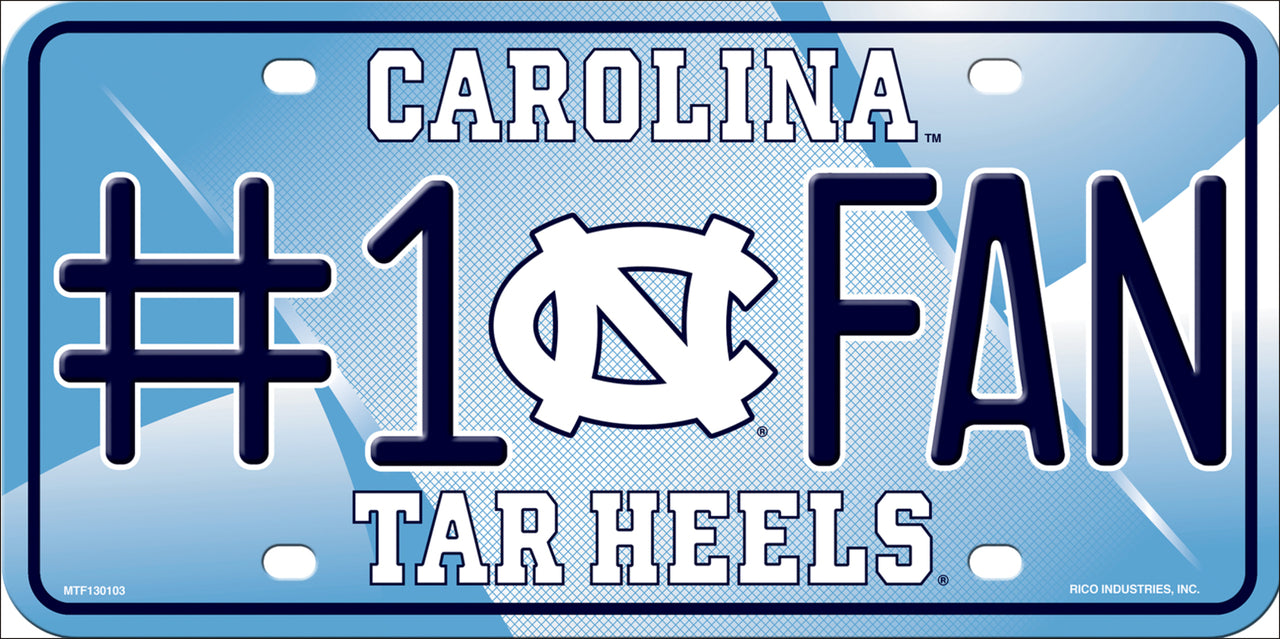 Carolina Tar Heels - #1 Fan Metal License Plate