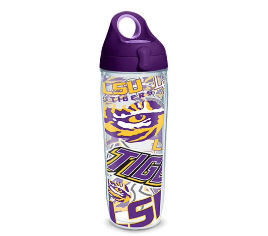LSU Tigers All Over Wrap With Water Bottle Lid