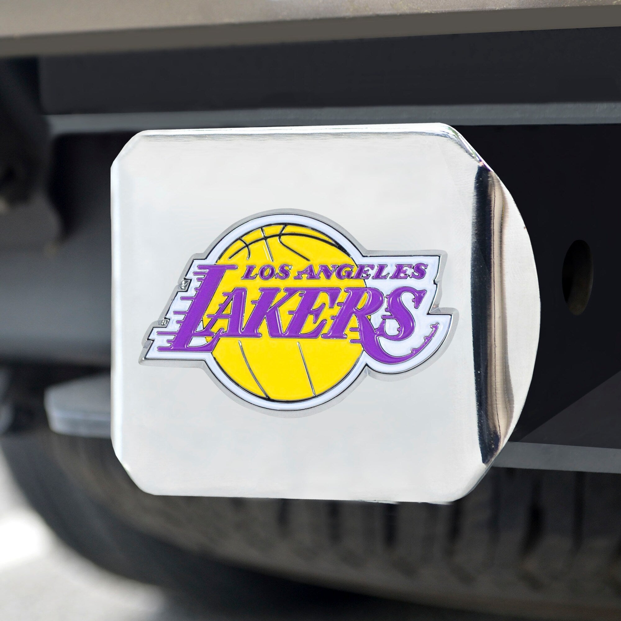 Los Angeles Lakers 3D Color Emblem on Chrome Hitch Cover
