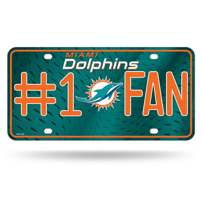 Miami Dolphins - #1 Fan Metal License Plate Tag