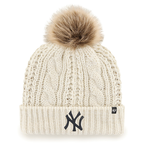 New York Yankees - White Meeko Cuff Knit Cuff Women's with Pom, 47 Brand