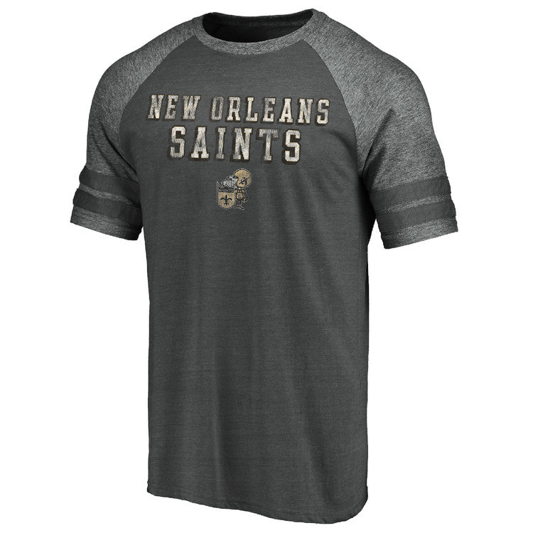 New Orleans Saints - True Classics Triblend Foundation Block Raglan T-Shirt