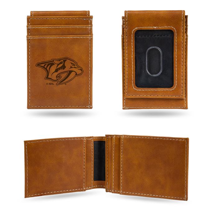 Nashville Predators - Laser Engraved Brown Front Pocket Wallet