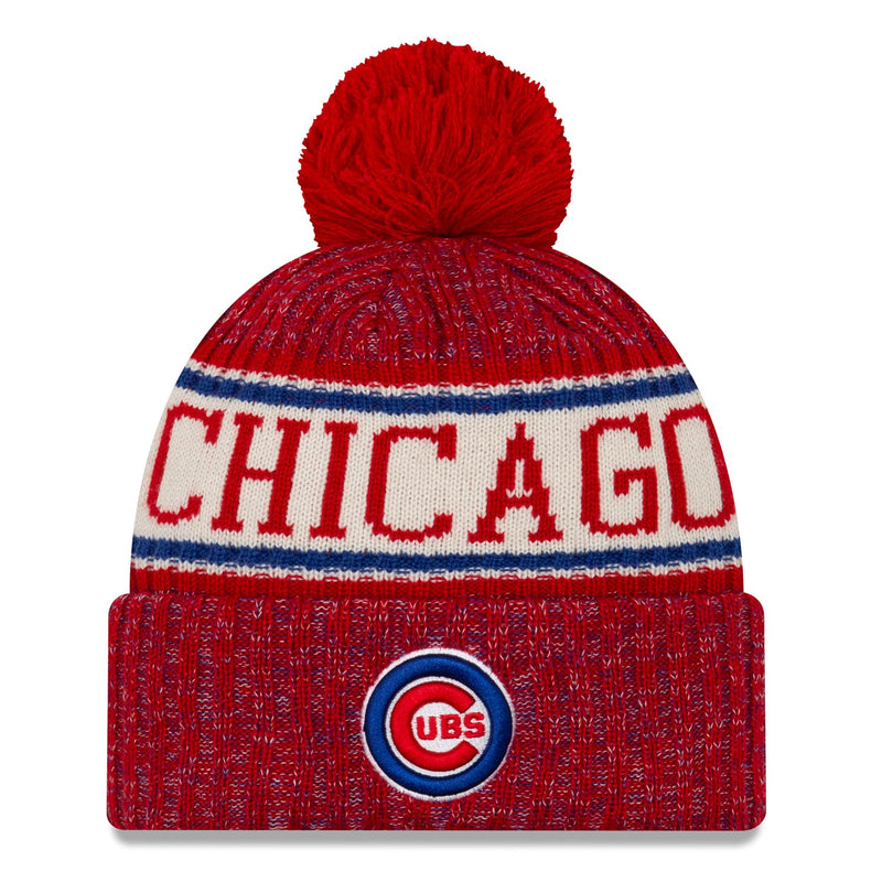 Chicago Cubs - Red Sport Cuffed Knit Hat with Pom, New Era