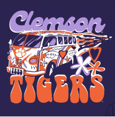 Clemson Tigers - Groovy Bus Purple T-Shirt