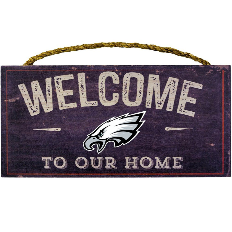 Philadelphia Eagles Welcome  Distressed 6 x 12, 6" x 12", Multicolored