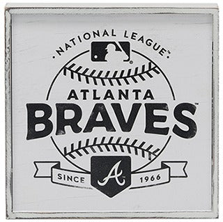 Atlanta Braves - Black & White MDF Block Wall Art