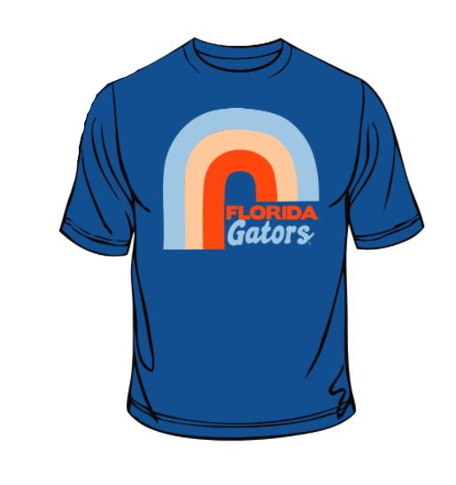 Florida Gators - Rainbow & Retro Type Royal T-Shirt