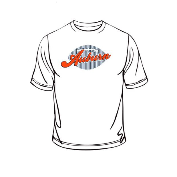 Auburn Tigers - Retro Stripe Ball White T-Shirt