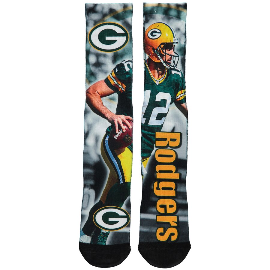 Aaron Rodgers Green Bay Packers For Bare Feet Player Montage Crew Socks