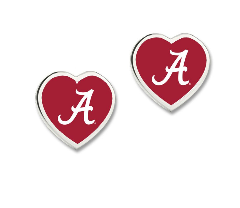 Alabama Crimson Tide Earrings with 3D Heart