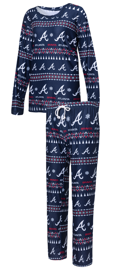 Atlanta Braves - Flurry Ladies & Men's' Aop Knit Top & Pant Pajama Set