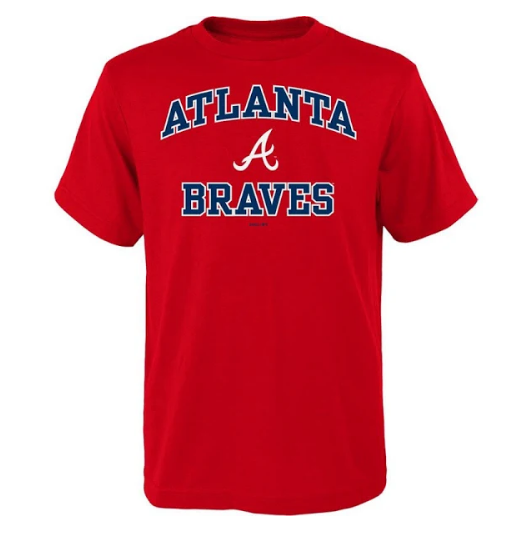 Atlanta Braves - Evergreen Cotton Heart and Soul SS MLB Athletic Red T-Shirt