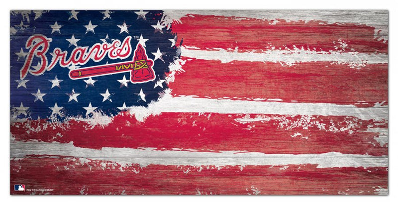Atlanta Braves - Flag Wood Sign
