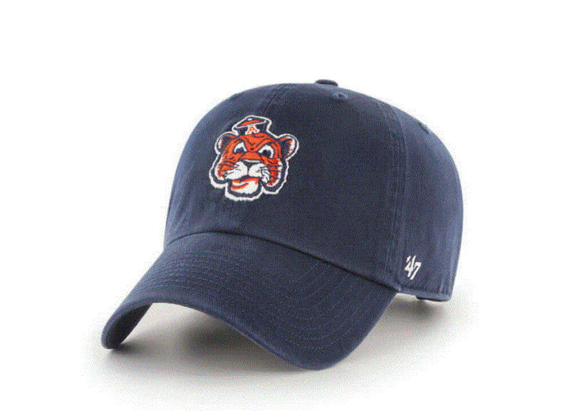 Auburn Tigers - Vin Navy Clean Up with No Loop Label Clean Up All Hat, 47 Brand
