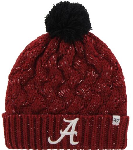 Alabama Crimson Tide Razor Red Fiona Cuff Knit Beanie Hat with Pom
